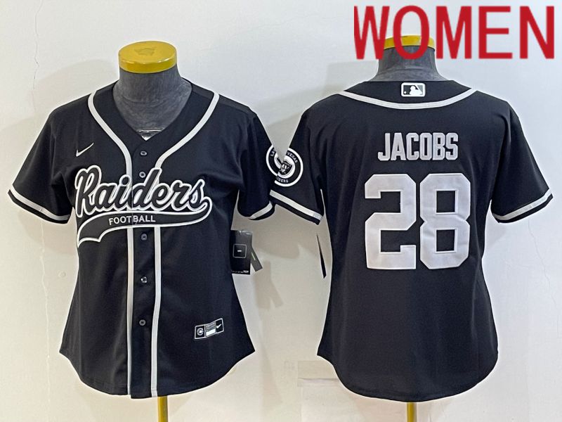 Women Oakland Raiders #28 Jacobs Black 2022 Nike Co branded NFL Jerseys